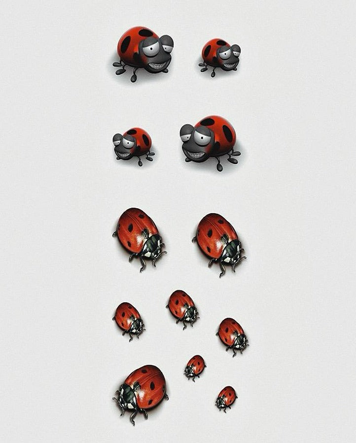 3D Ladybugs Temporary Tattoo Bundle