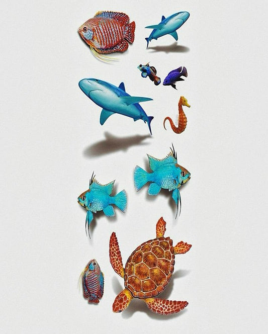 3D Ocean Temporary Tattoo Bundle