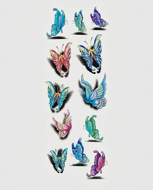 3D Beautiful Butterflies Temporary Tattoo Bundle