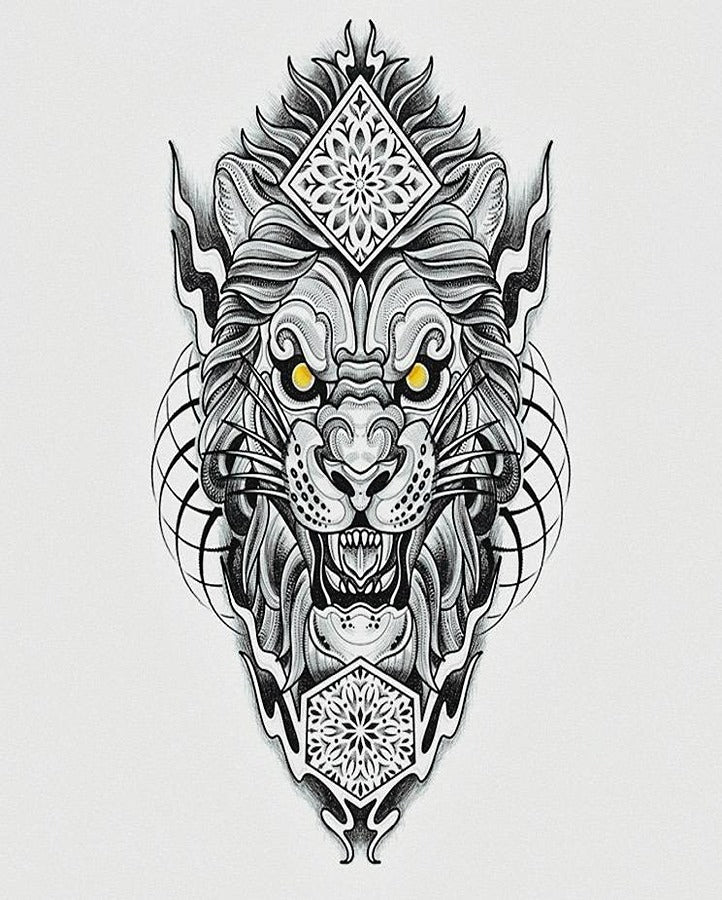 Fierce Lion Temporary Tattoo