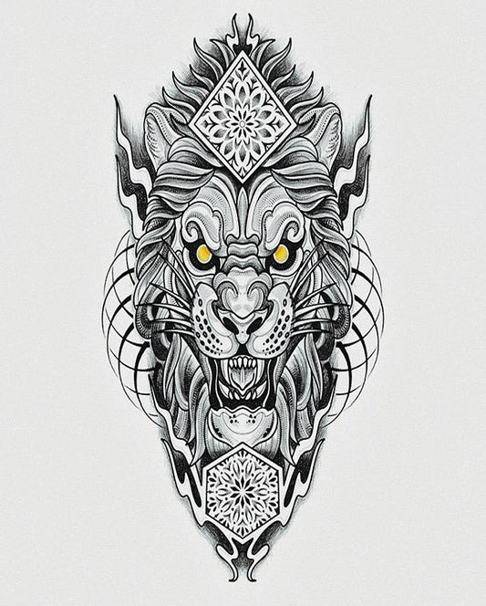 Fierce Lion Temporary Tattoo