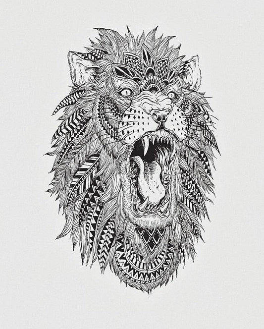 Tribal Lion Temporary Tattoo