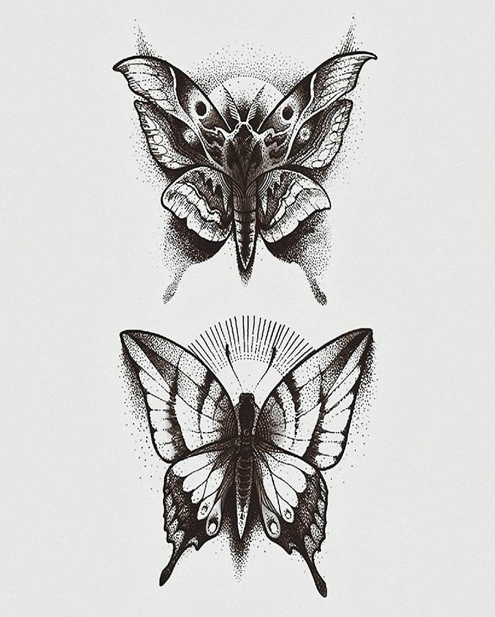 Moth & Butterfly Temporary Tattoo