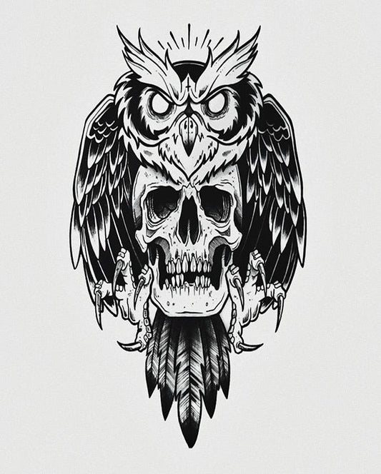 Deadly Owl Temporary Tattoo