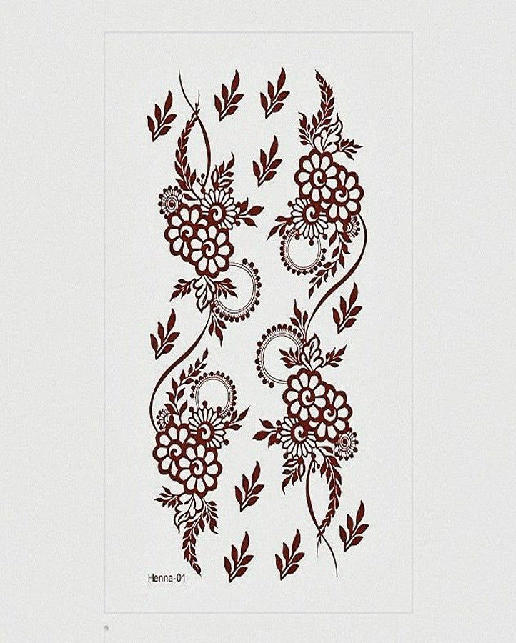 Floral Bloom Red Henna Temporary Tattoo