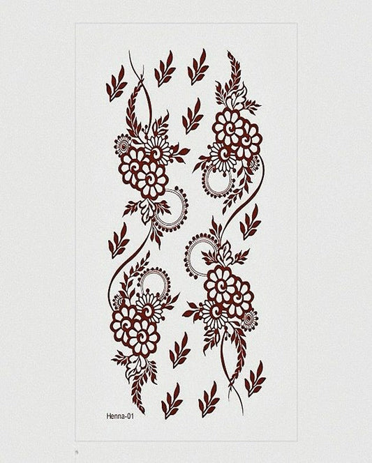 Floral Bloom Red Henna Temporary Tattoo