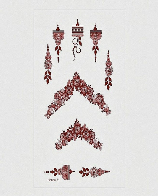 New Designer Bands Red Henna Temporary Tattoo