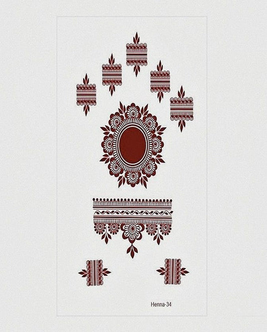 Arabic Mandala Red Henna Temporary Tattoo