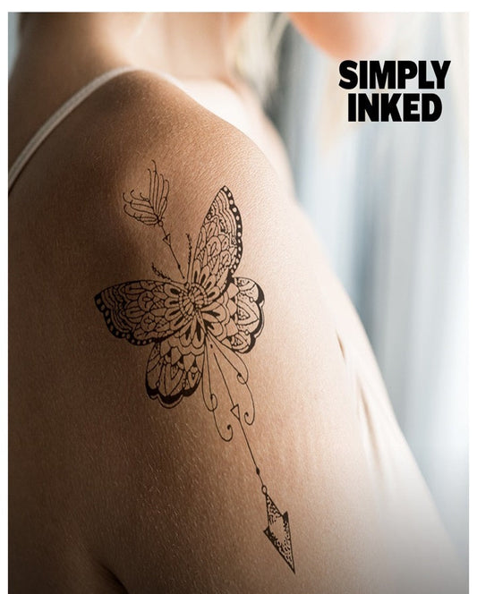 BUTTERFLY ARROW Temporary Tattoo