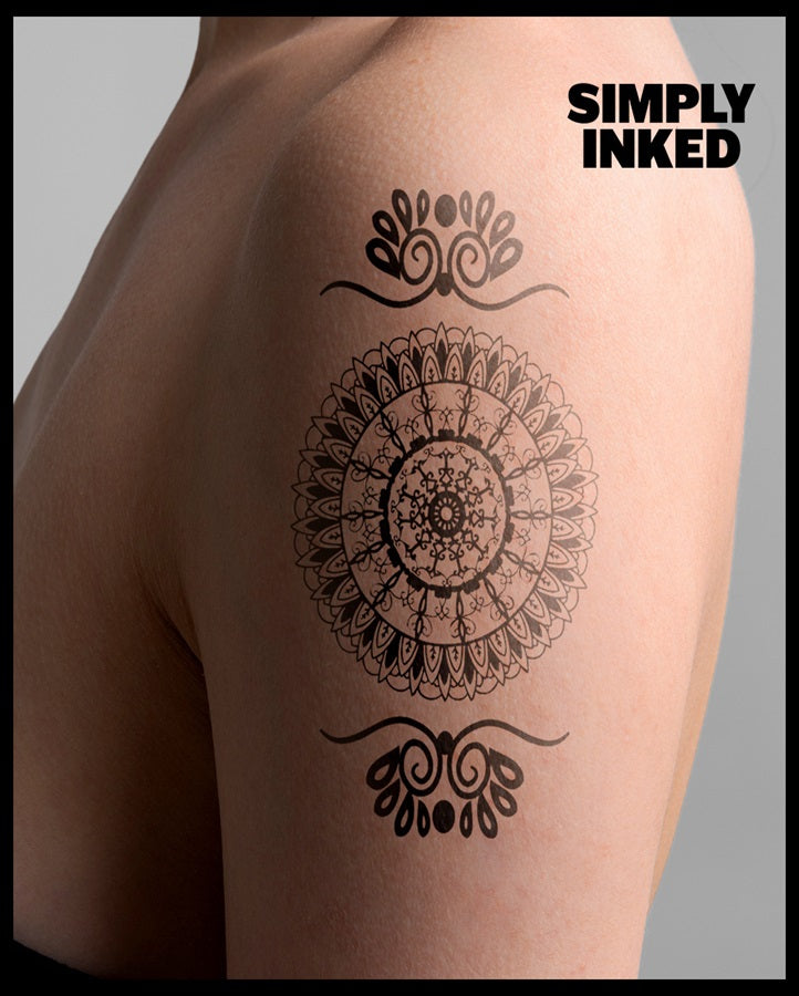 Henna Black mandala Traditional Temporary Tattoo