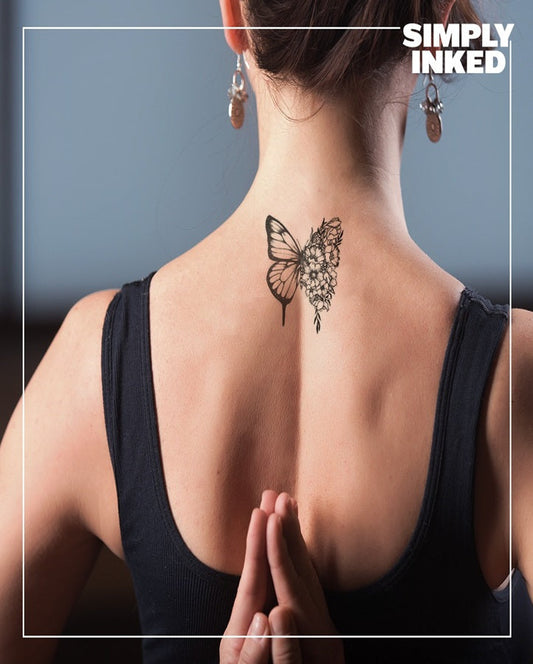 Butterfly And Sunflower Temporary Tattoo