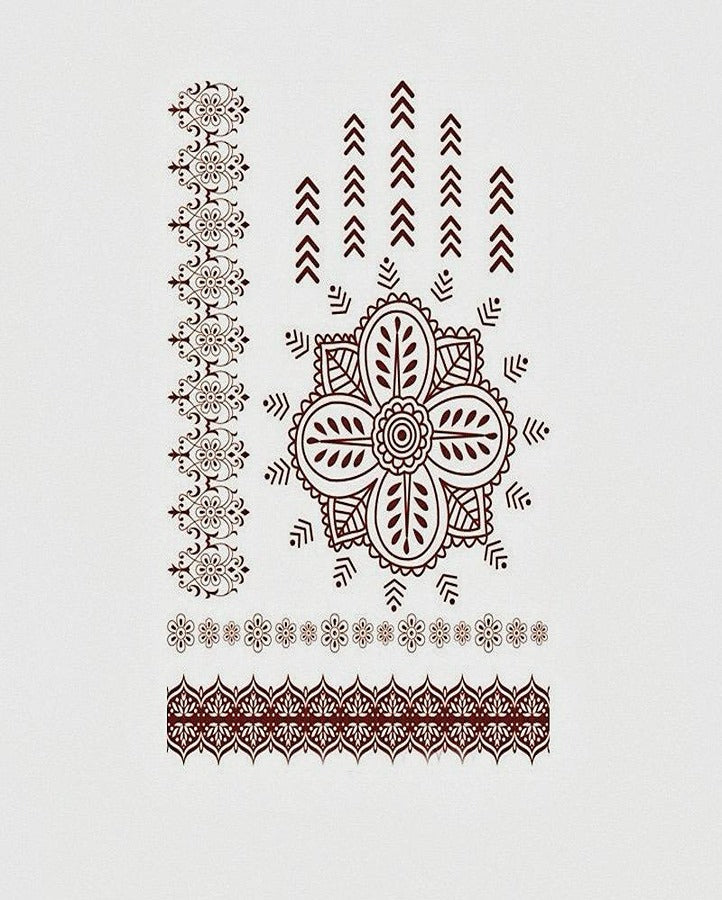 Red Floral Mandala Henna Temporary Tattoo