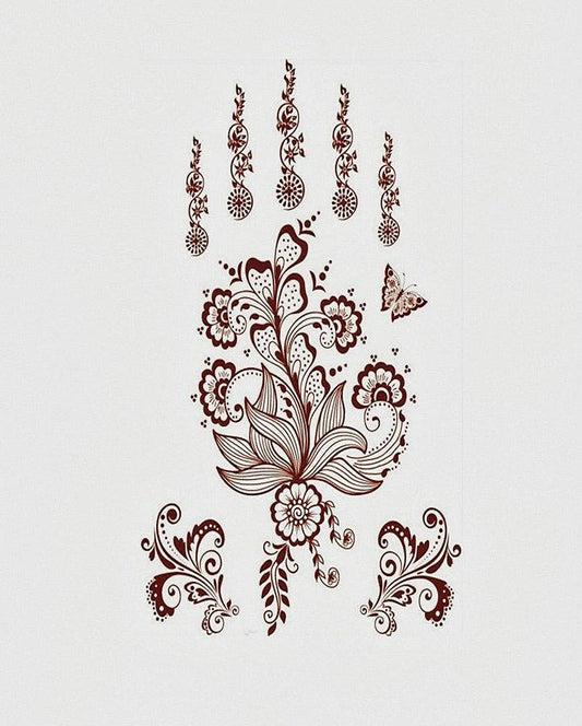 New Floral Red Henna Temporary Tattoo