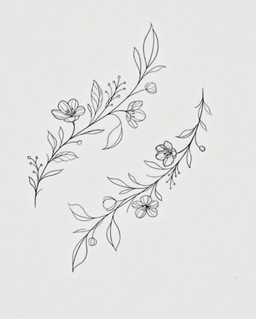 Minimal Blossoming Flower Temporary Tattoo