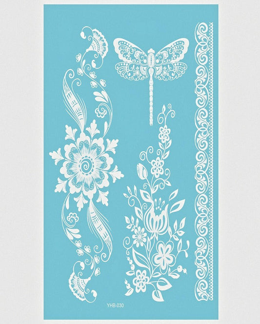 Dragonfly White Henna Temporary Tattoo